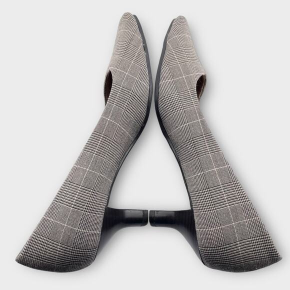 AEROSOLES Glen plaid low heels size 7 black/tan career office work preppy - Picture 5 of 7